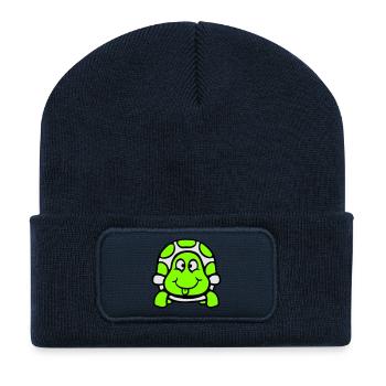 tortue langue sortant coquine drôle cool - Beanie recyclé à patch - bleu marine - Devant