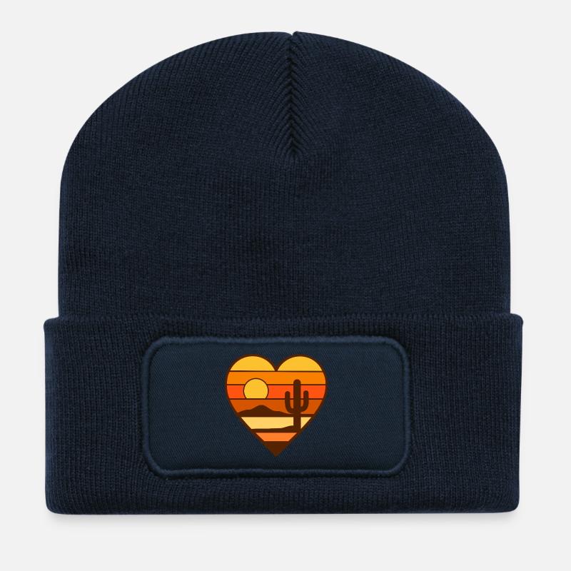 Herz Desertsonne Design - Recycelte Patch Beanie - French Navy