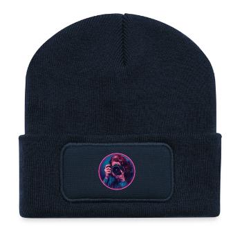 Photographer with retro video glamour - Recycled Patch Beanie - french navy - Front