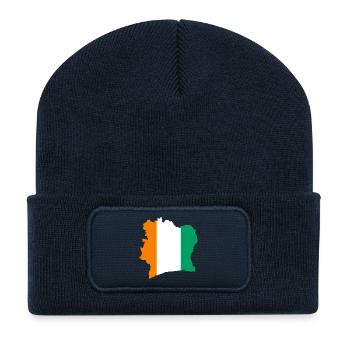 Stilisierte dreifarbige Karte der Elfenbeinküste - Recycelte Patch Beanie - French Navy - Vorne