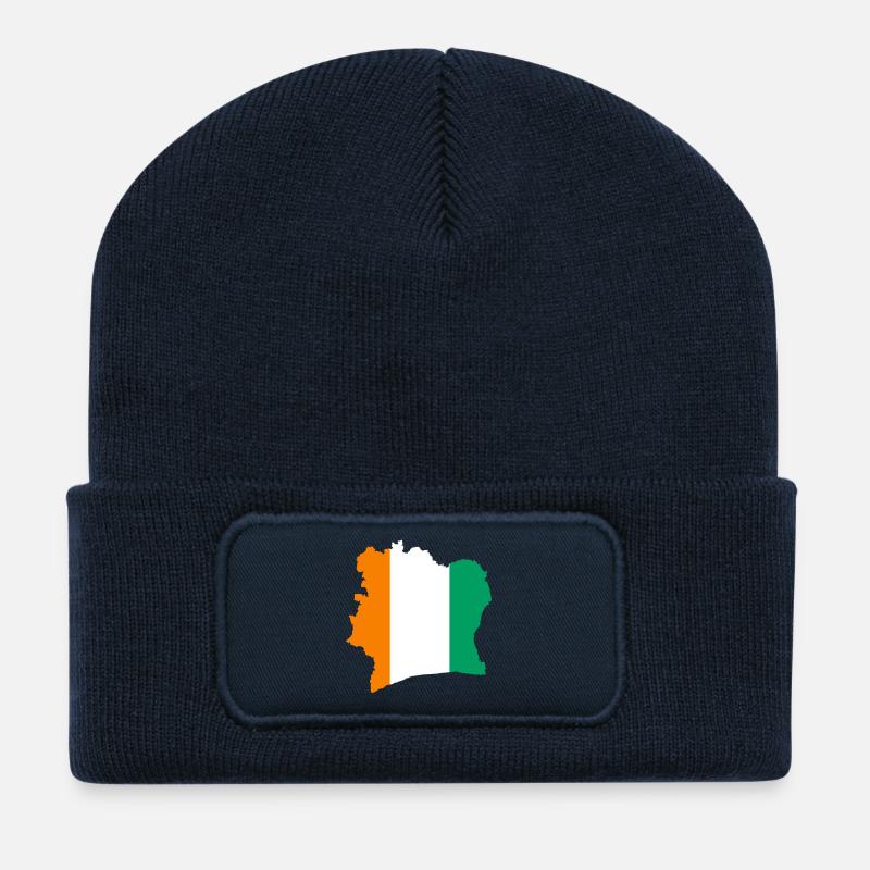 Stylized tricolor ivory coast map - Recycled Patch Beanie - french navy
