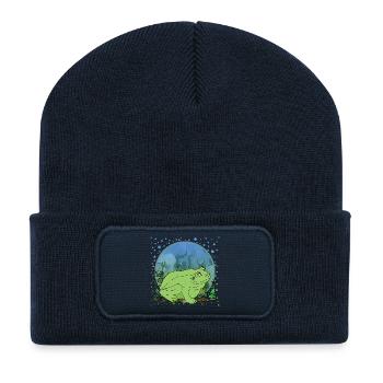 Grenouille - Beanie recyclé à patch - bleu marine - Devant