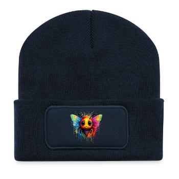 Art coloré des abeilles - Beanie recyclé à patch - bleu marine - Devant
