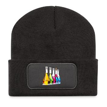 Illustration colorée d’évaluation de laboratoire - Beanie recyclé à patch - charbon - Devant