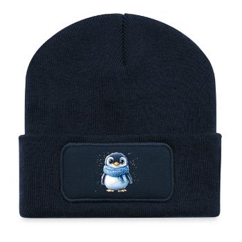 Cute Winter Penguin in Blue - Recycled Patch Beanie - french navy - Front