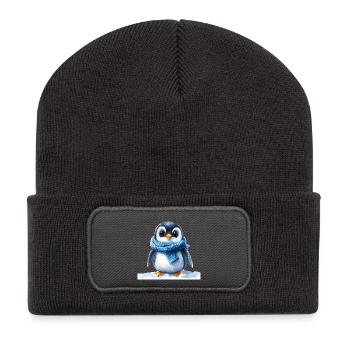 Cute penguin with winter accessory - Recycled Patch Beanie - dark grey - Front