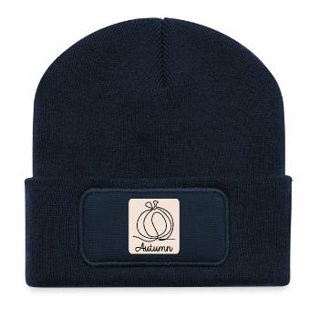 LINE ART KÜRBIS HERBST HALLOWEEN - Recycelte Patch Beanie - French Navy - Vorne