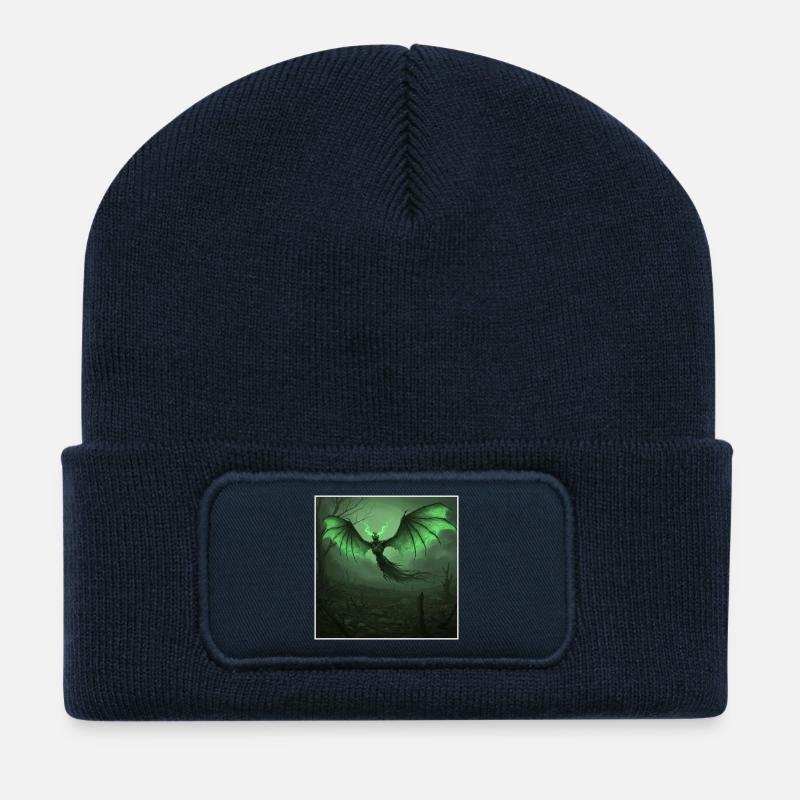 Alb nocturne avec illuminations dans la forêt sombre - Beanie recyclé à patch - bleu marine