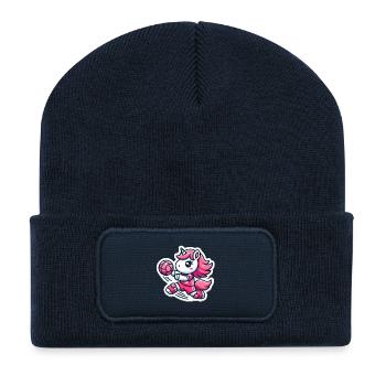 Einhorn Handball im Neonpink - Recycelte Patch Beanie - French Navy - Vorne