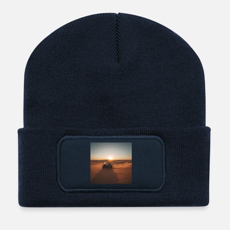 Desert Sun Ride by Golf Cart - Recycled Patch Beanie - french navy