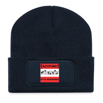 Attention pensioner design - Recycled Patch Beanie - french navy - Front