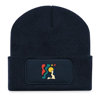 Abstract design with yellow sun - Recycled Patch Beanie - french navy - Front