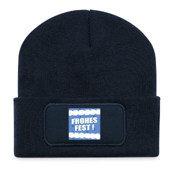 Christmas Bicycle Winter - Recycled Patch Beanie - french navy - Front