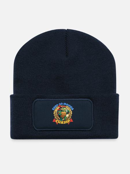 Kampf-Turtle mit rotem Bandana - Recycelte Patch Beanie - French Navy