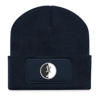 Schwarz-Weiß Chameleon Design - Recycelte Patch Beanie - French Navy - Vorne