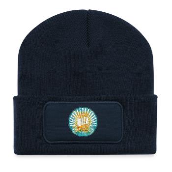 Ibiza Flow Sonnenaufgang Design - Recycelte Patch Beanie - French Navy - Vorne