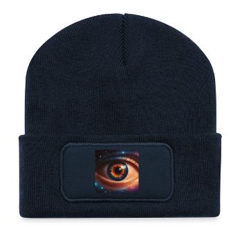 Oeil cosmique avec ciel étoilé - Beanie recyclé à patch - bleu marine - Devant