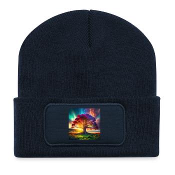 Tree of Life in Sunset - Recycled Patch Beanie - french navy - Front