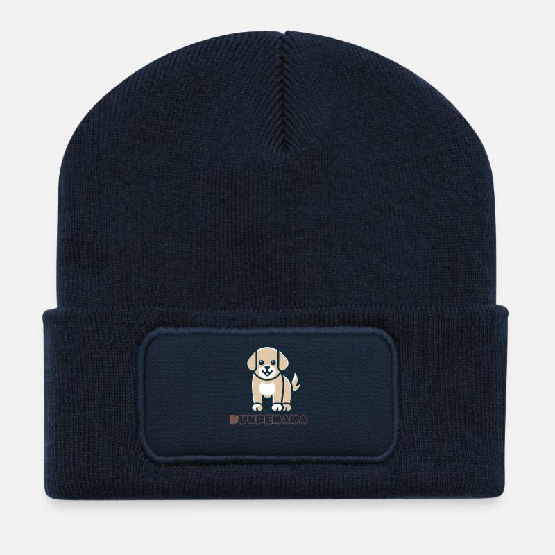 Niedlicher Hundemotiv Cartoon Design - Recycelte Patch Beanie - French Navy