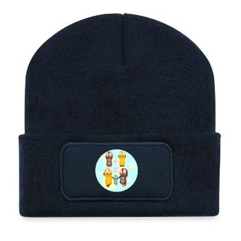 Cute Kawaii Figures Family - Recycled Patch Beanie - french navy - Front