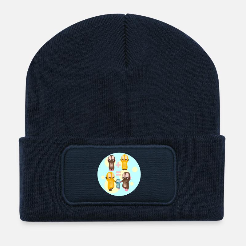 Niedliche Kawaiifiguren Familie - Recycelte Patch Beanie - French Navy