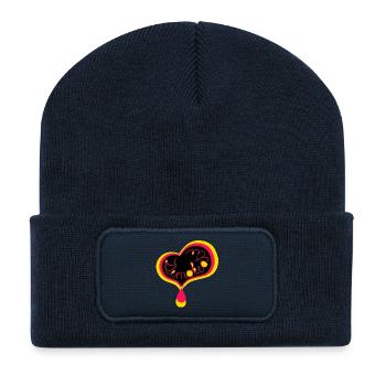 Coeur « Démocratie » noir rouge or Allemagne - Beanie recyclé à patch - bleu marine - Devant