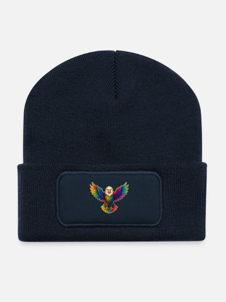 Regenbogen Adler Flügelkunst - Recycelte Patch Beanie - French Navy