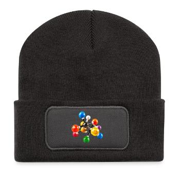 Colorful Molecular Structure Pattern - Recycled Patch Beanie - dark grey - Front