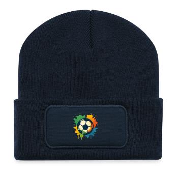 Colorful soccer splatter design - Recycled Patch Beanie - french navy - Front