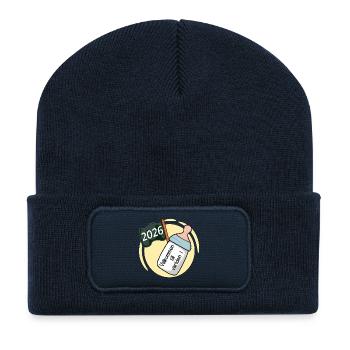 Bienvenue dans le monde 2026 - Beanie recyclé à patch - bleu marine - Devant