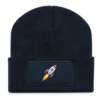 Dessin animé Fusée Force de foudre - Beanie recyclé à patch - bleu marine - Devant
