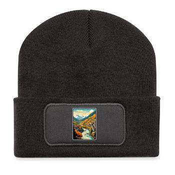 Sarajevo Bosnien Herbsttal Dorf Panorama - Recycelte Patch Beanie - Dunkelgrau - Vorne