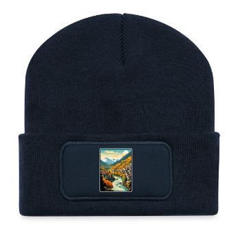 Sarajevo Bosnia Autumn Valley Village Panorama - Recycled Patch Beanie - french navy - Front
