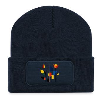 Tulpe Geometrisches Mosaik - Recycelte Patch Beanie - French Navy - Vorne