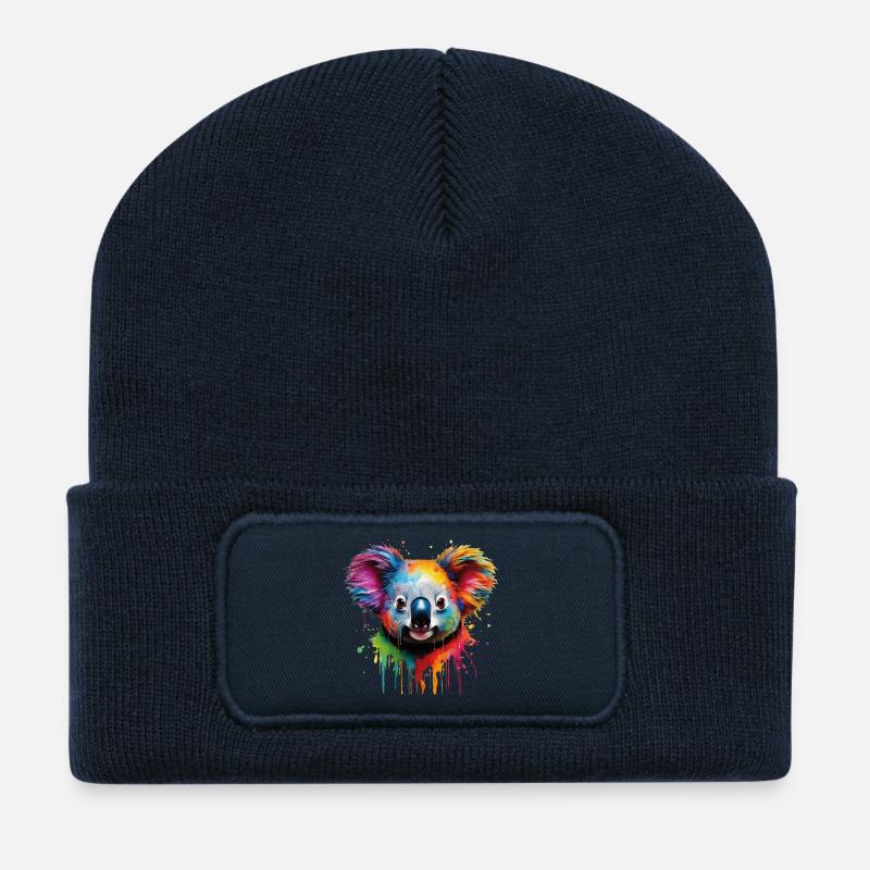 Regenbogen Koala Aquarell - Recycelte Patch Beanie - French Navy