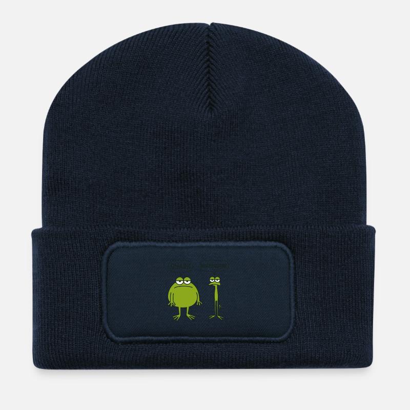 Duo de grenouilles quarks - Beanie recyclé à patch - bleu marine