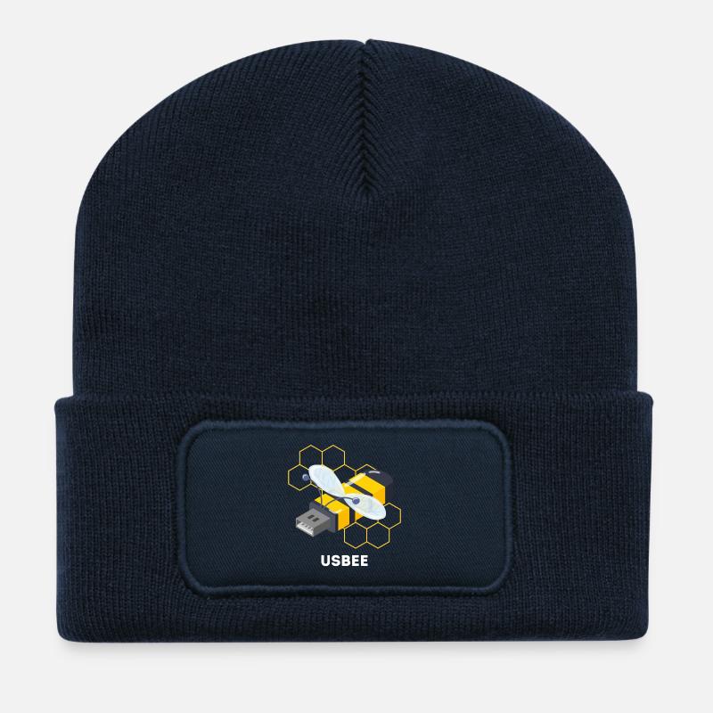Lustige USB Biene Karikatur - Recycelte Patch Beanie - French Navy