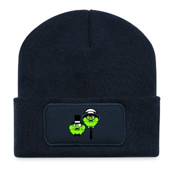 2 Frogs Sir Lunettes Empire Monocle Homme Chapeau Haut de forme - Beanie recyclé à patch - bleu marine - Devant