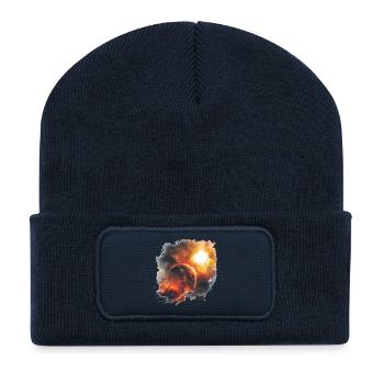 Tempête de feu du cosmos planétaire - Beanie recyclé à patch - bleu marine - Devant
