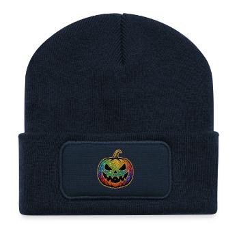 Regenbogen Glitzer Kürbis - Recycelte Patch Beanie - French Navy - Vorne