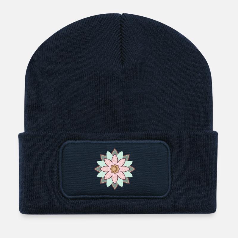 Mandala Pastel Fleur Etoile - Beanie recyclé à patch - bleu marine