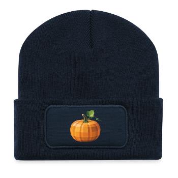 Kürbis - Cooles Low Poly Logo - Recycelte Patch Beanie - French Navy - Vorne
