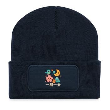 Kawaii一期一会 Motivkollektion - Recycelte Patch Beanie - French Navy - Vorne