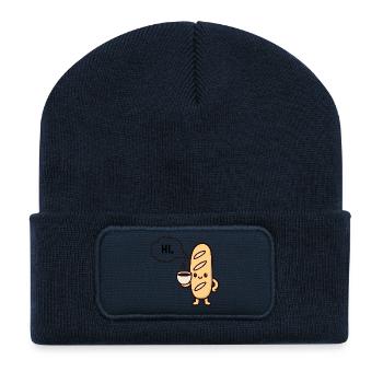 Warmes Maskottchen Kaffee-Baguette - Recycelte Patch Beanie - French Navy - Vorne