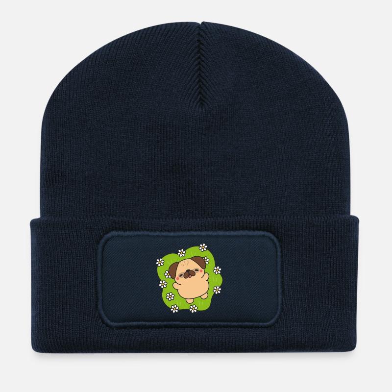 Carlin en Fleurs Joyeux - Beanie recyclé à patch - bleu marine