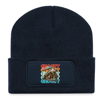Train Groove Retro Farbe - Recycelte Patch Beanie - French Navy - Vorne