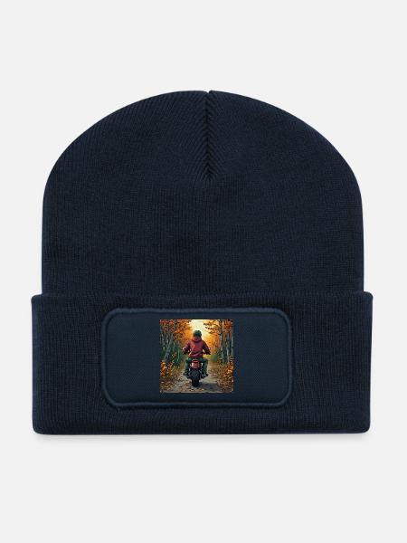 Cozy Bike Rider Hoodie - Recycelte Patch Beanie - French Navy