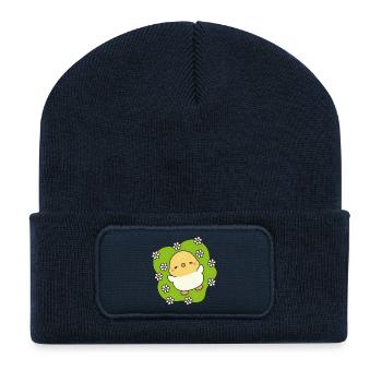 Poussin printanier fleuri - Beanie recyclé à patch - bleu marine - Devant