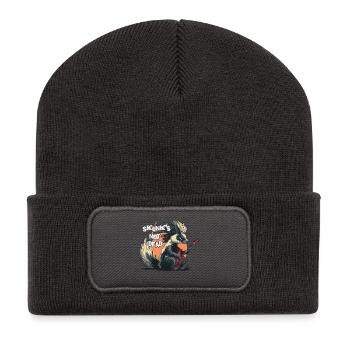 Lustiges Punkrock Stinktier spielt Gitarre - Recycelte Patch Beanie - Dunkelgrau - Vorne