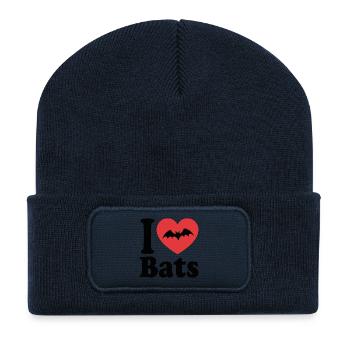 J’adore les chauves-souris – Amoureux des chauves-souris - Beanie recyclé à patch - bleu marine - Devant